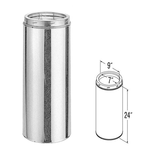 7" x 24" DuraTech Galvanized Chimney Pipe - 7DT-24