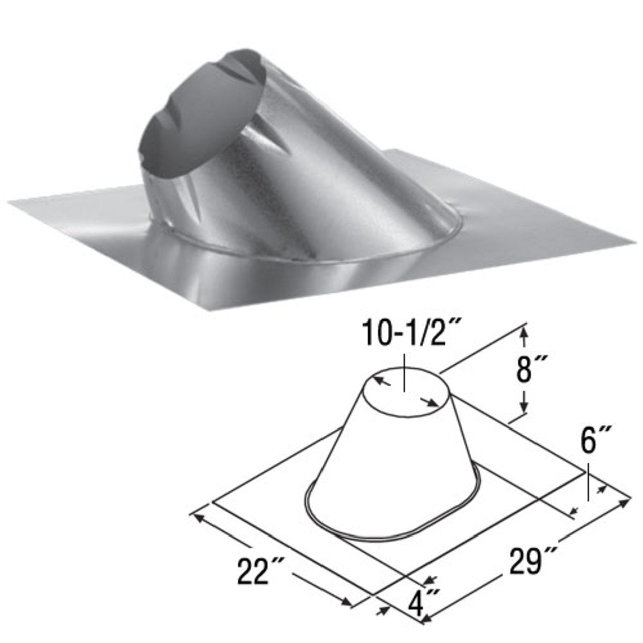 8" DuraTech 0/12 - 6/12 Adjustable Roof Flashing - 8DT-F6