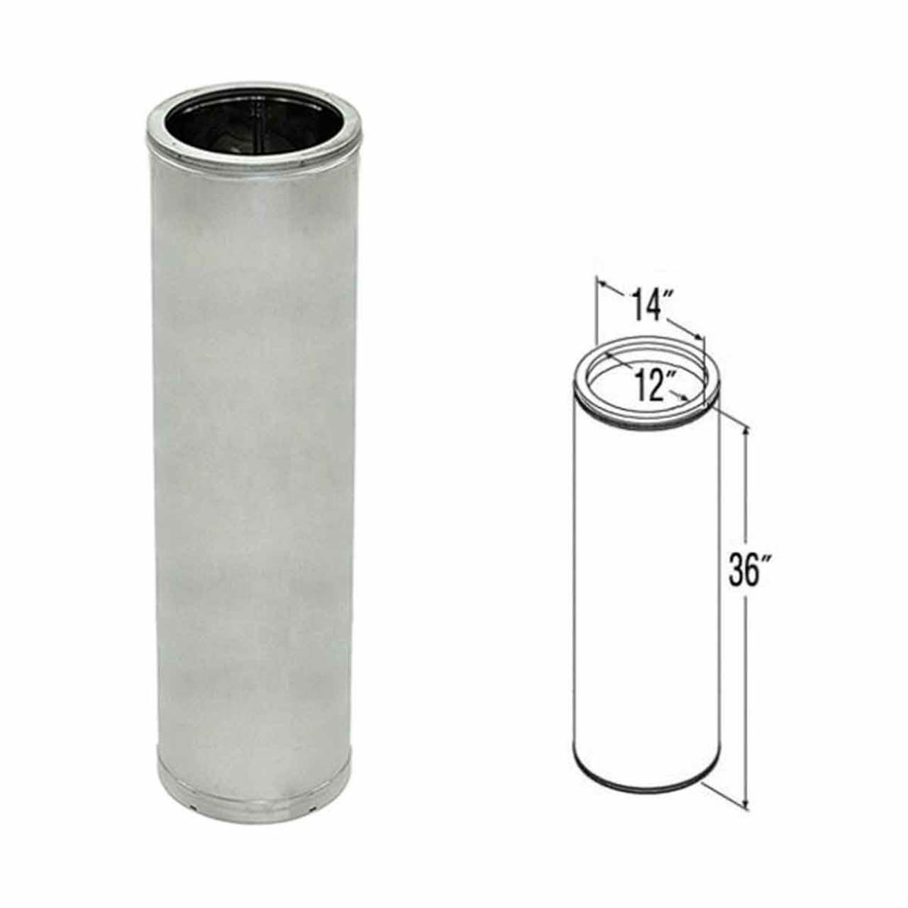 12" x 36" DuraTech Galvanized Chimney Pipe - 12DT-36