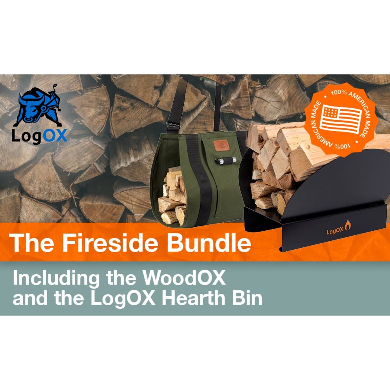 LogOx Black Hearth Bin Firewood Rack