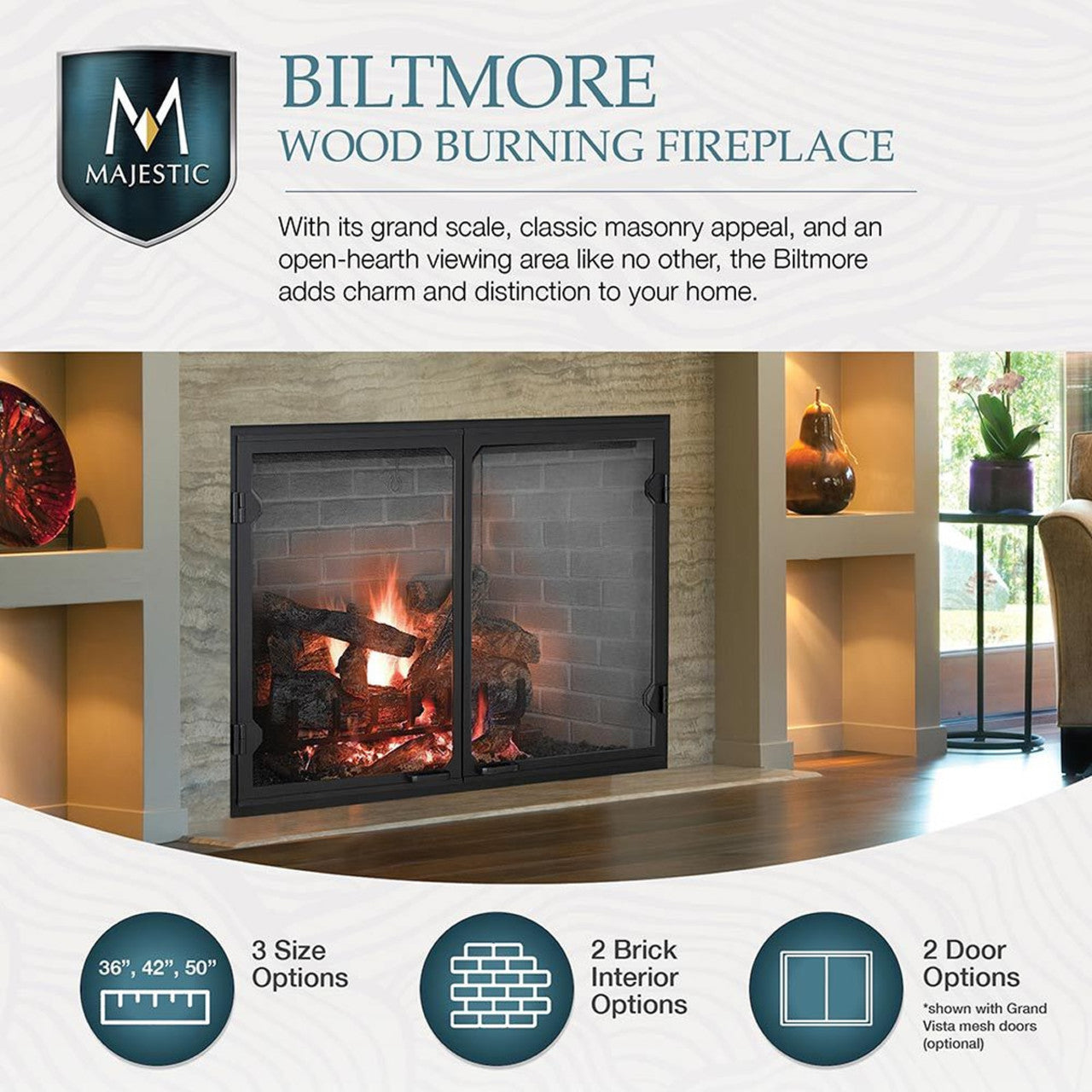 Majestic Biltmore 42" Open Wood-Burning Fireplace - SB80