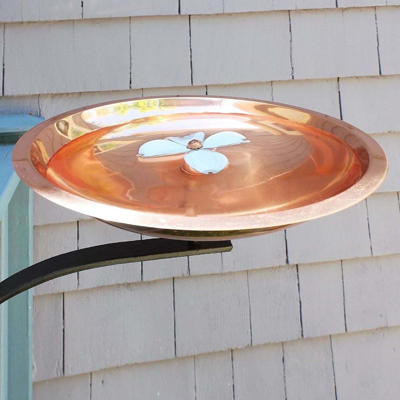 12" CopperDogwood Birdbath with Wall Mount Bracket