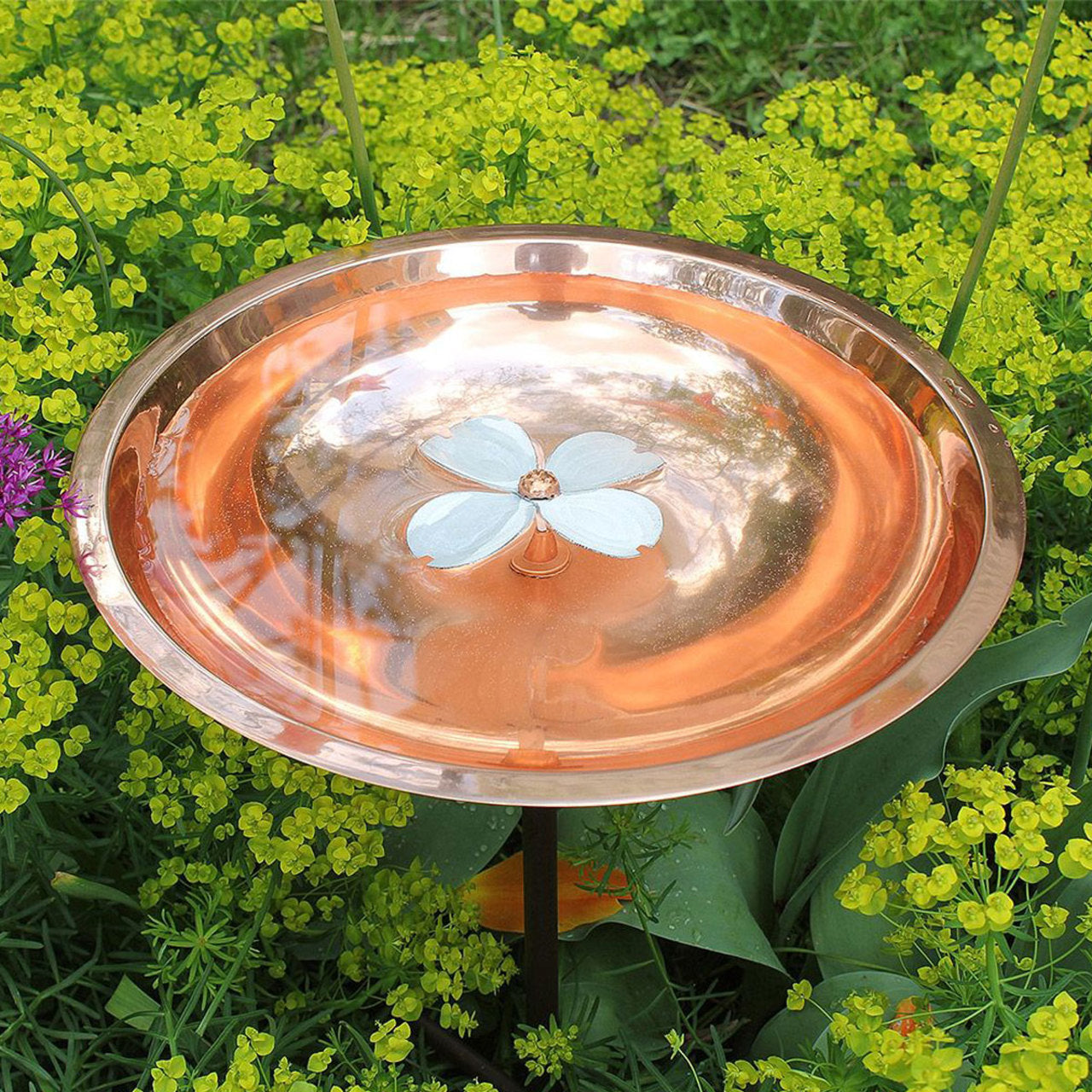 12" CopperDogwood Copper Birdbath with Stake