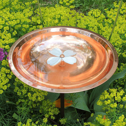 12" CopperDogwood Copper Birdbath with Stake