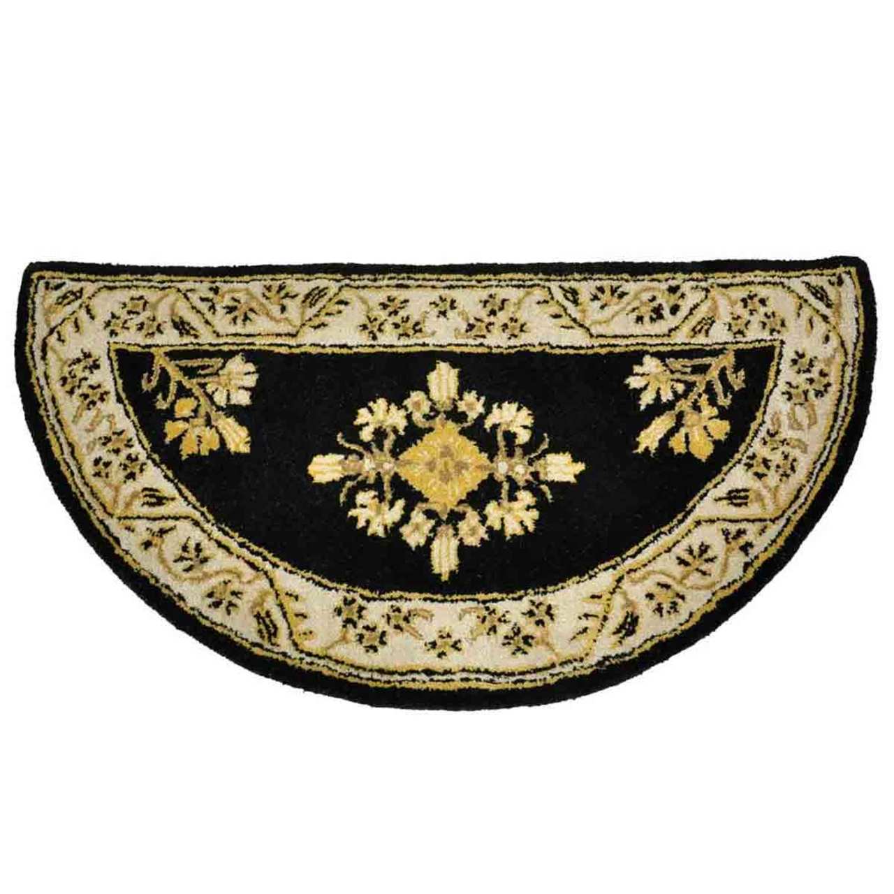 44" Half Round Noir Jardin Fireplace Rug