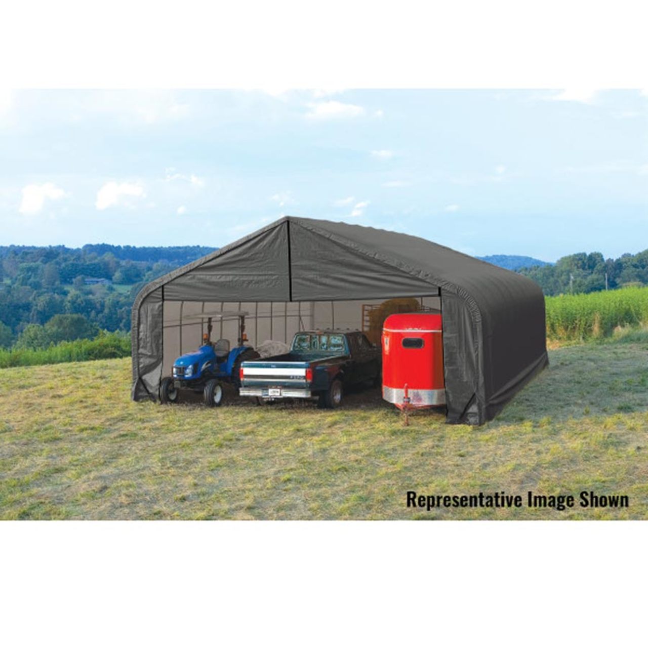 ShelterCoat 28' x 24' Garage With Peak Roof - Gray