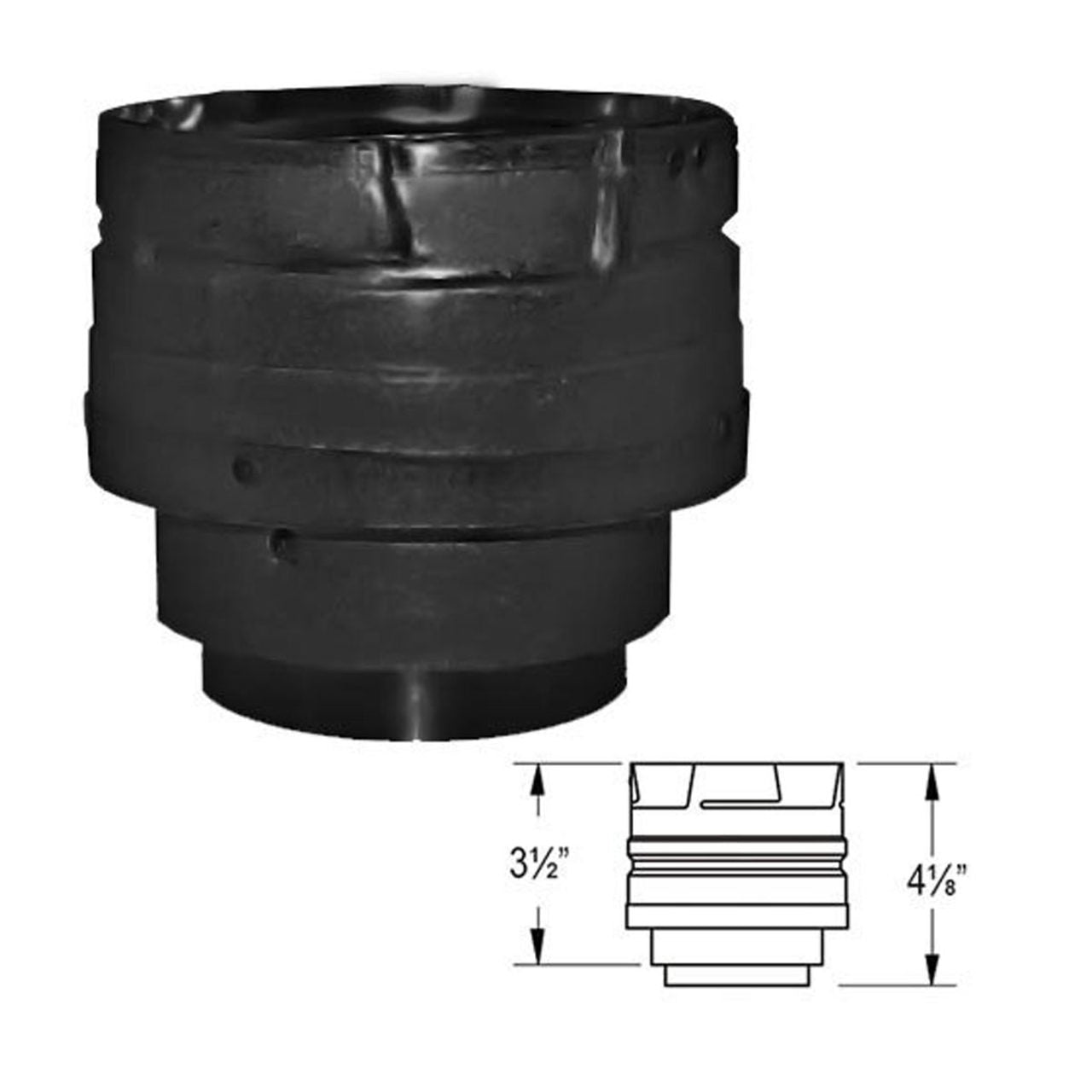 3" PelletVent Pro Black Appliance Adapter - 3" - 4" Increaser - 3PVP-X4ADB