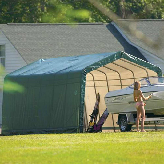 ShelterCoat 13' x 24' Garage With Peak Roof - Green