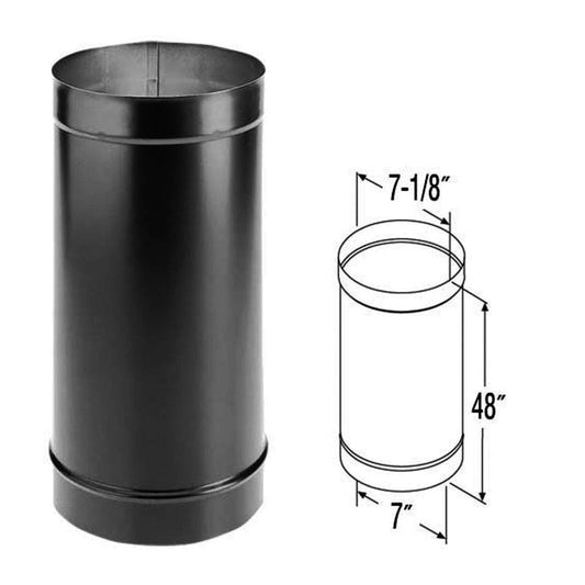 7" x 48" DuraBlack Single-Wall Black Stove Pipe - 7DBK-48