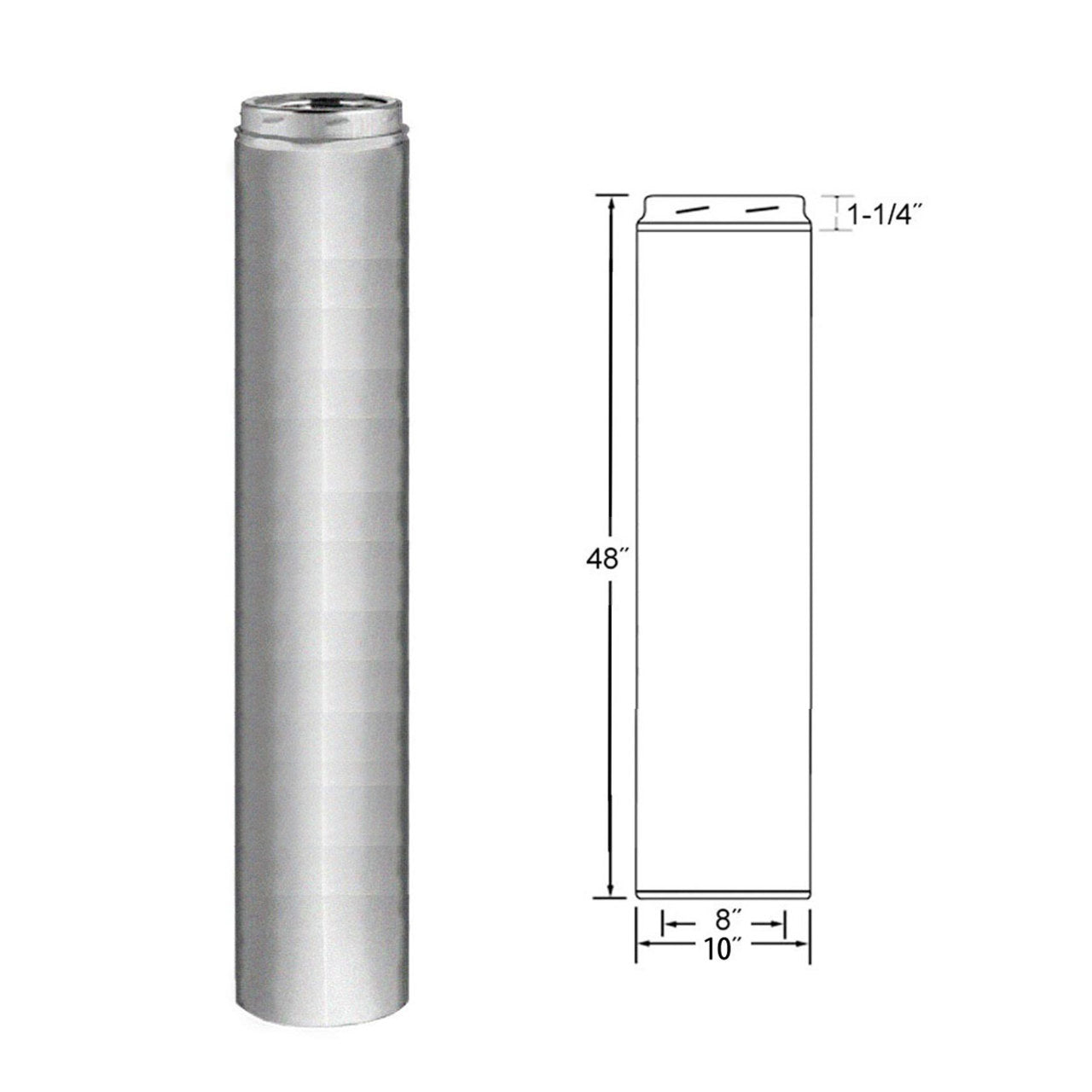 8" x 48" Galva Temp Length - 208148G
