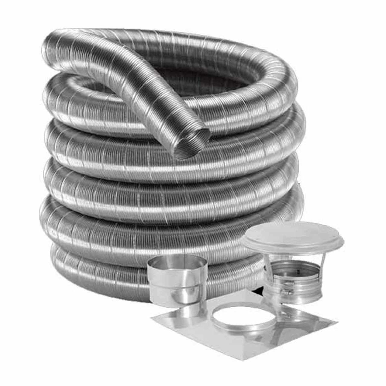 8'' DuraFlex 304 Basic Kit with 25' Flexible Stainless Steel Chimney Liner - 8DF304-25K