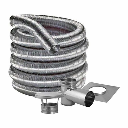 8'' DuraFlexSS 304 Tee Kit with 25' Flexible Stainless Steel Chimney Liner - 8DF304-25KT