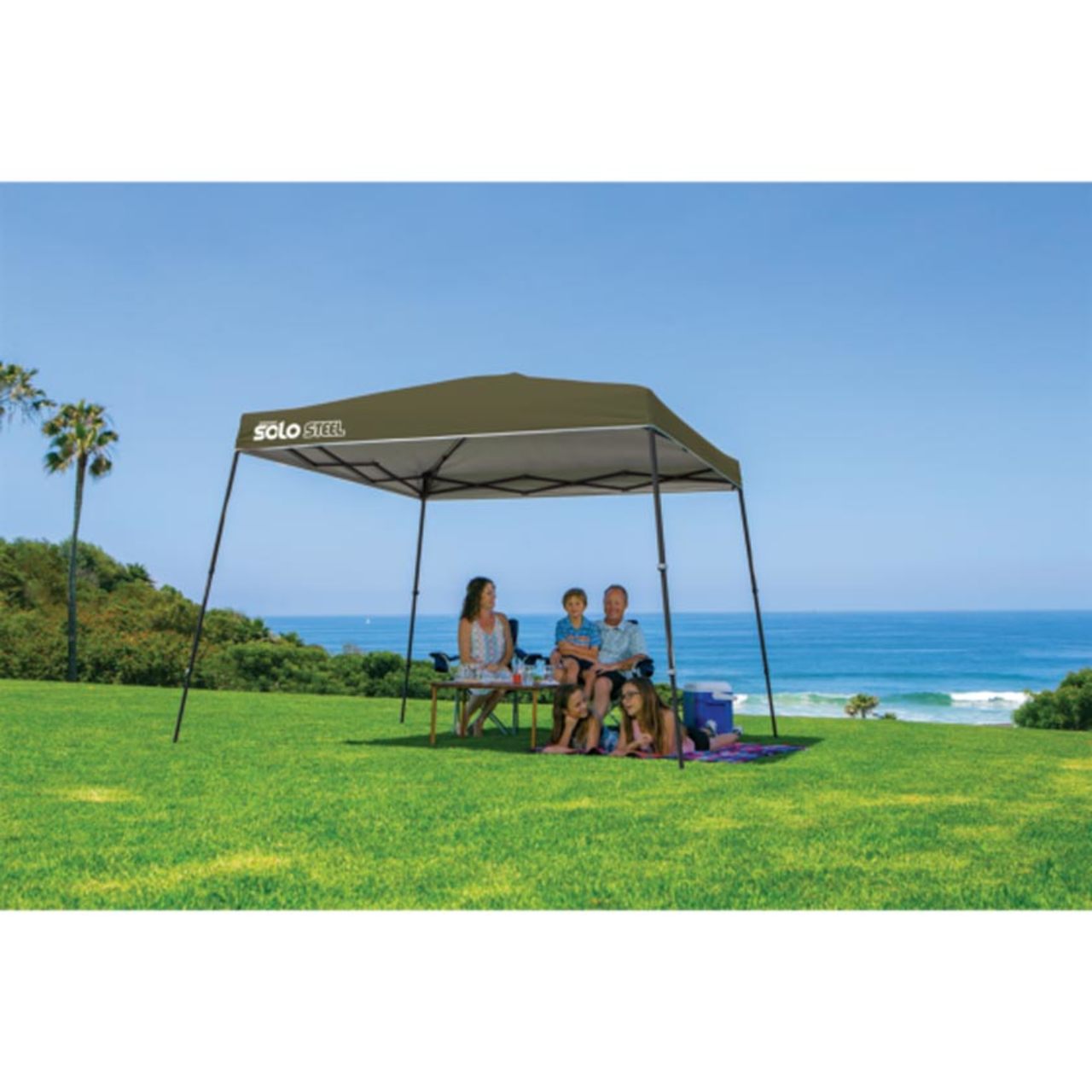 Solo Steel 72 11' x 11' Slant Leg Canopy - Olive