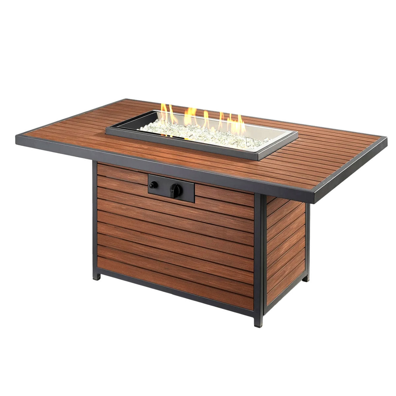 Outdoor Greatroom Kenwood and Brooks Rectangular Chat Height Gas Fire Pit Table