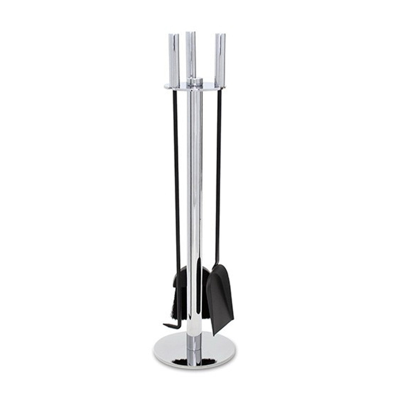 Pilgrim Polished Nickel and Black Panorama Fireplace Tool Set