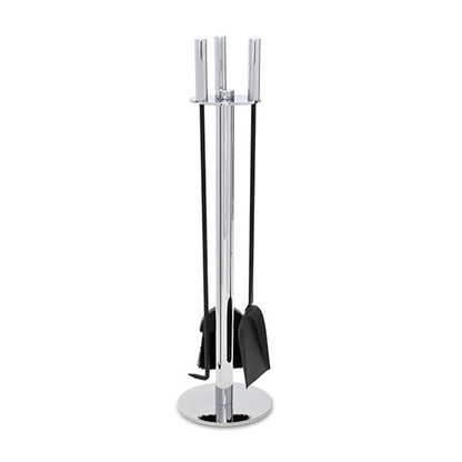 Pilgrim Polished Nickel and Black Panorama Fireplace Tool Set