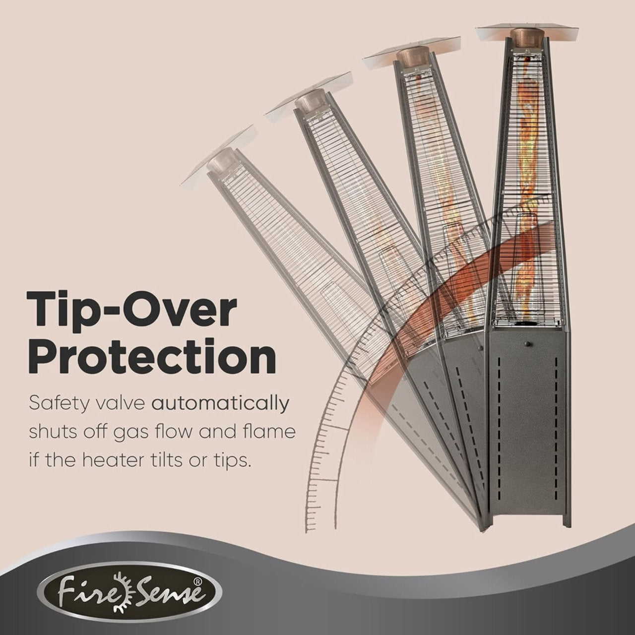 Fire Sense Square Pyramid Flame Patio Heater in Hammered Platinum - 64381