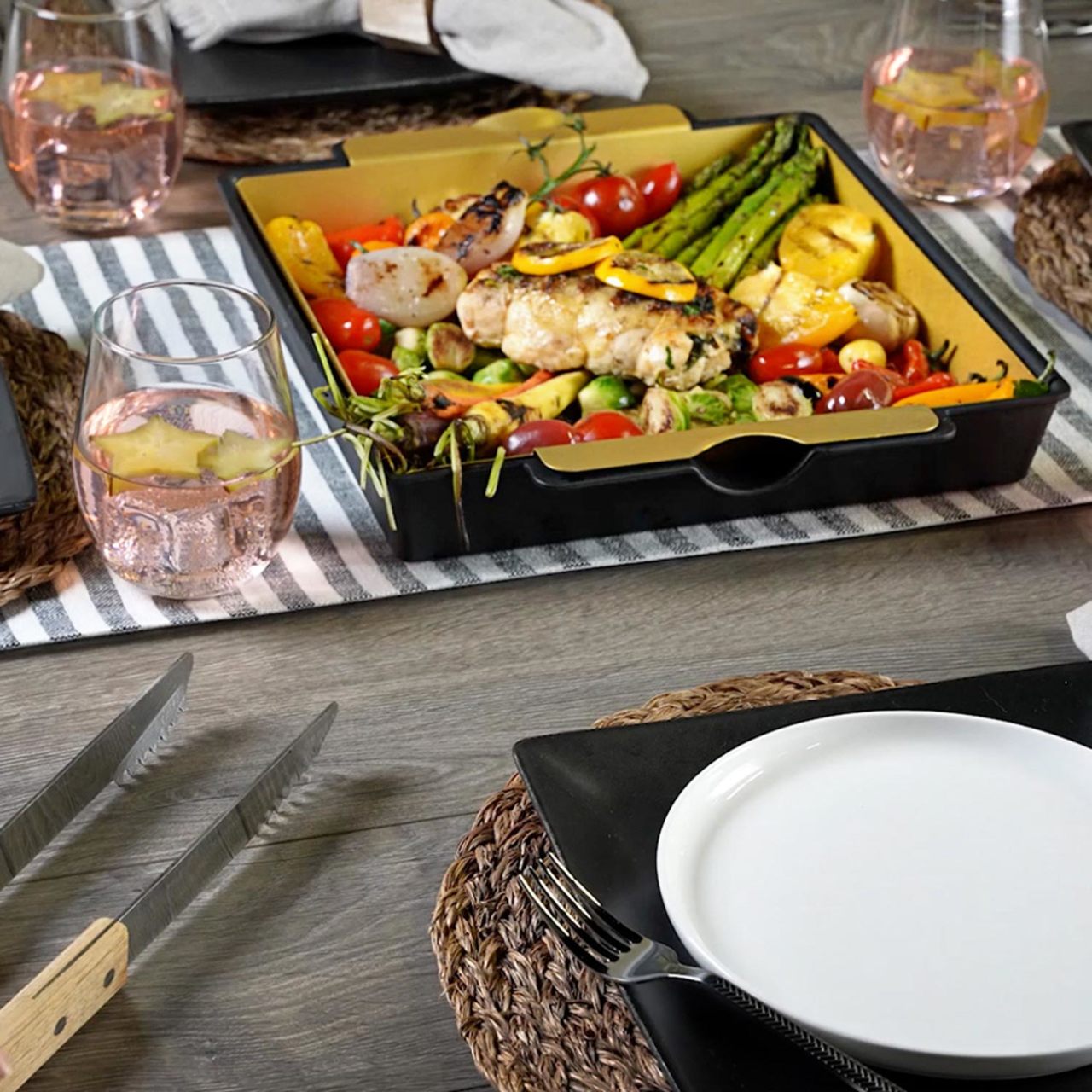 Grill & Serve| Antique Brass Grilling Tray