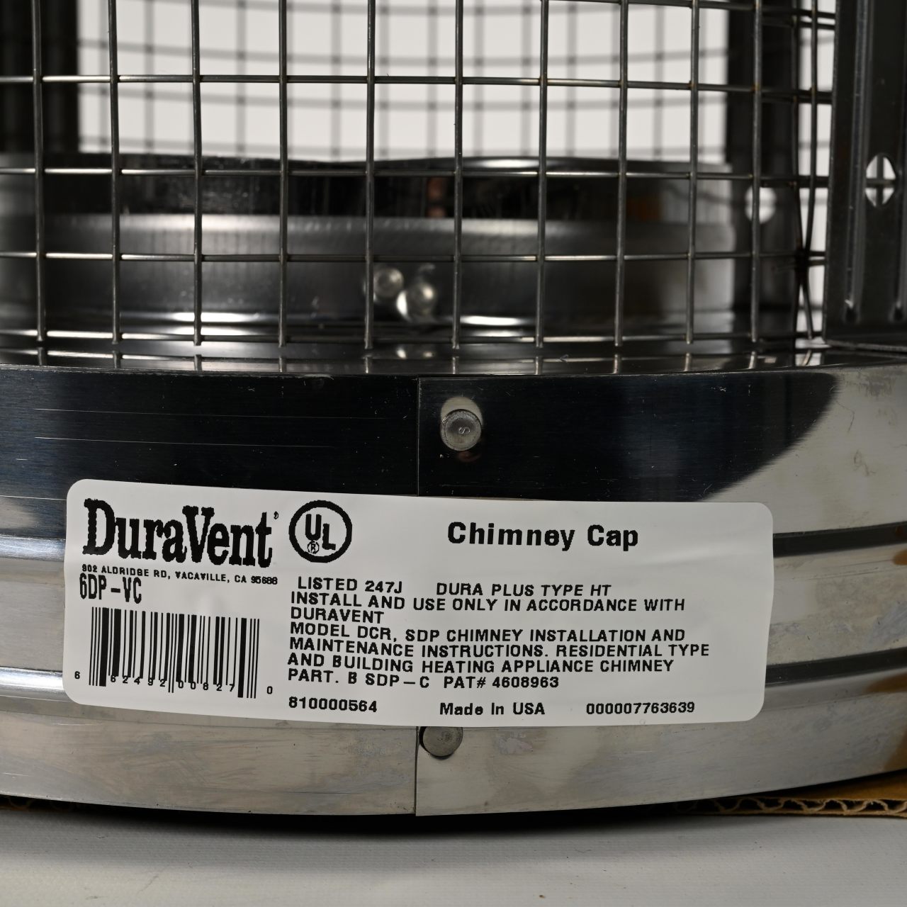 6" DuraPlus Round Chimney Cap - 6DP-VC