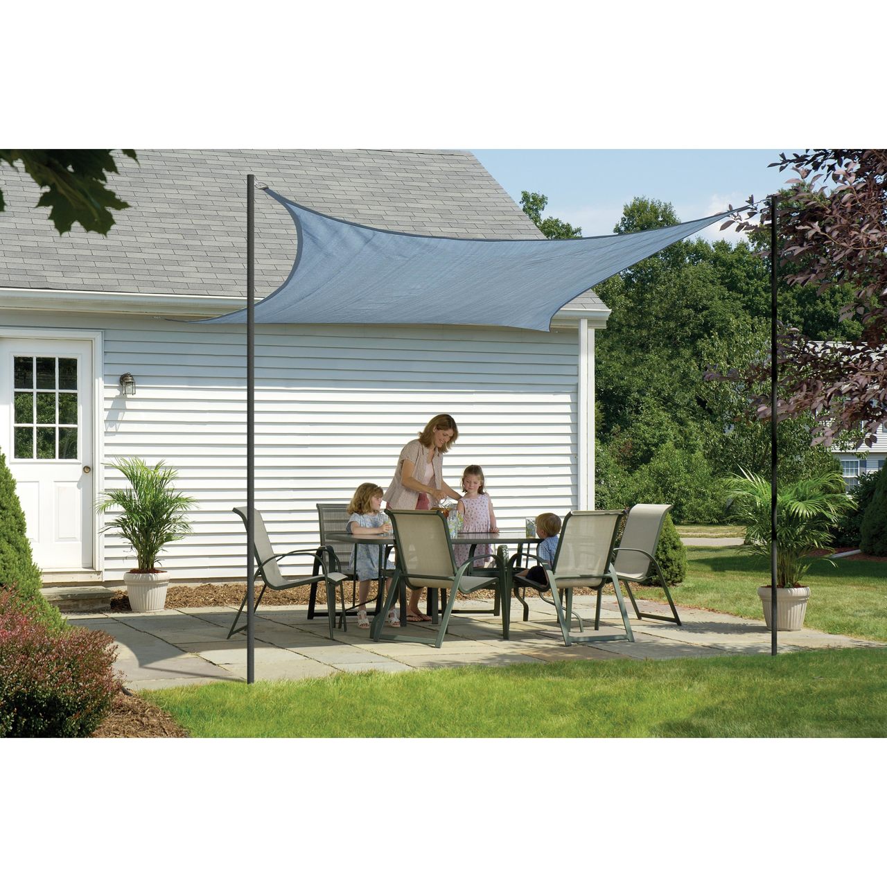 12' x 12' Heavyweight Square Shade Sail  - Sea Blue