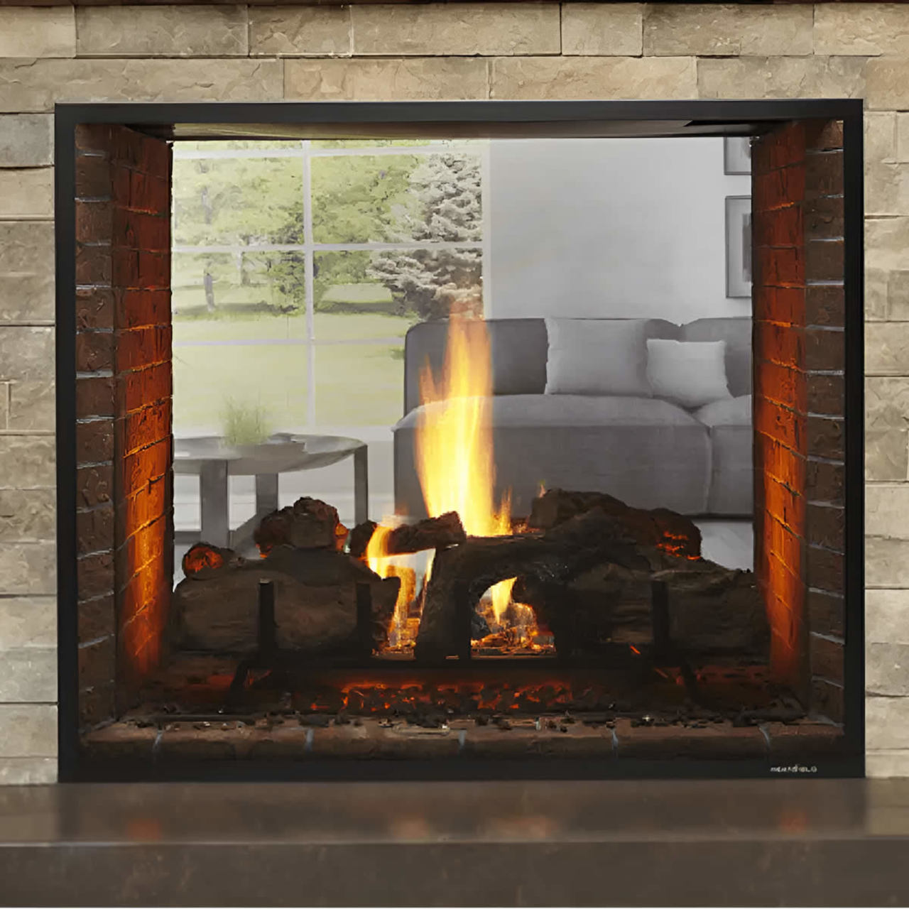Monessen Lo-Rider See-Thru 36" Clean Face Vent Free Firebox - LSTF36-B