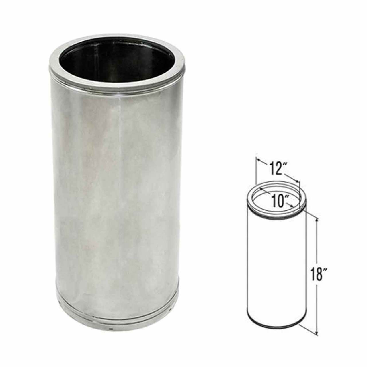10" x 18" DuraTech Stainless Steel Chimney Pipe - 10DT-18SS