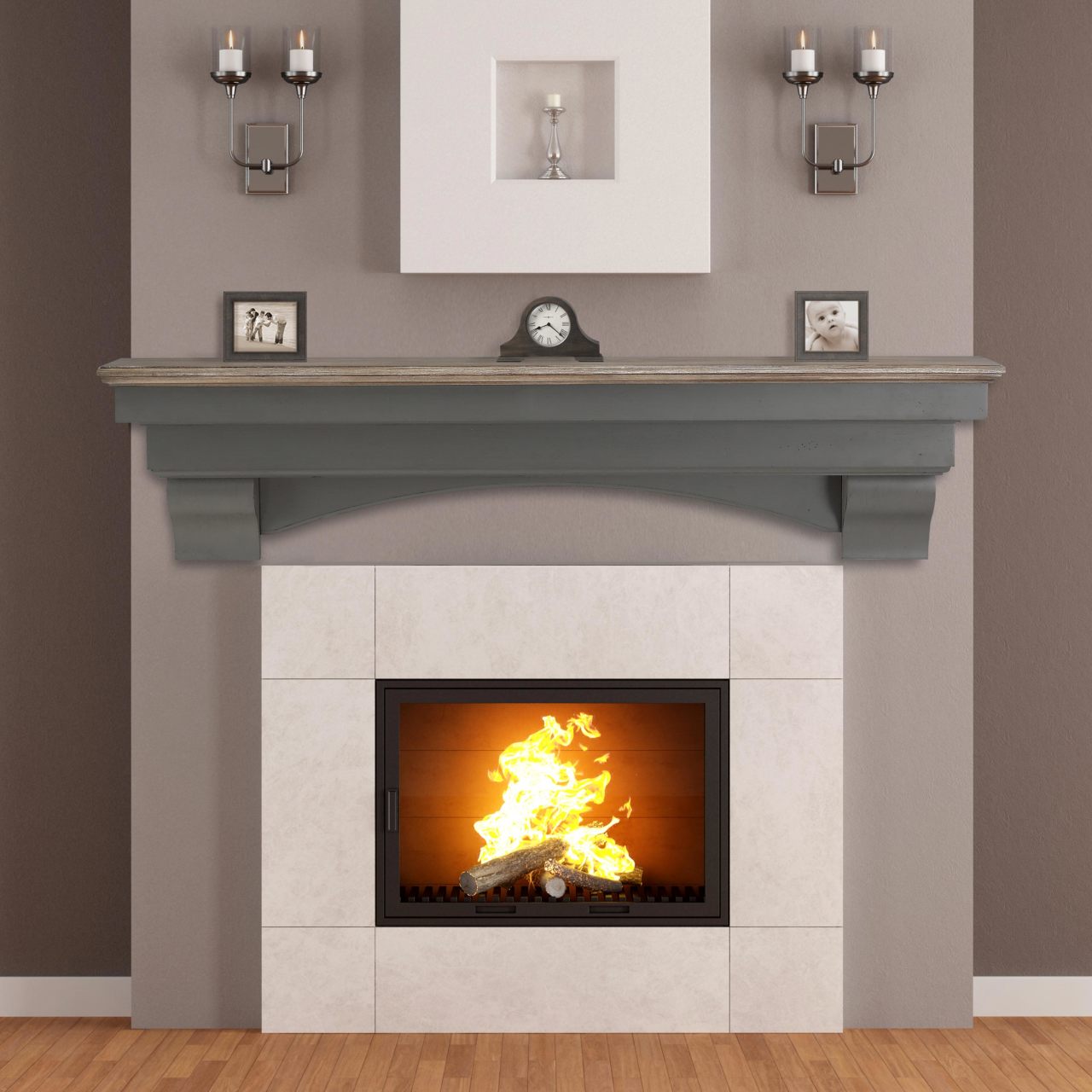 48" Hadley Fireplace Shelf by Pearl Mantels - Cottage Distressed Finish