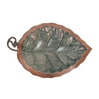 12.5" Aspen Leaf Birdbath in Brass and Verdi Patina w/ Stake