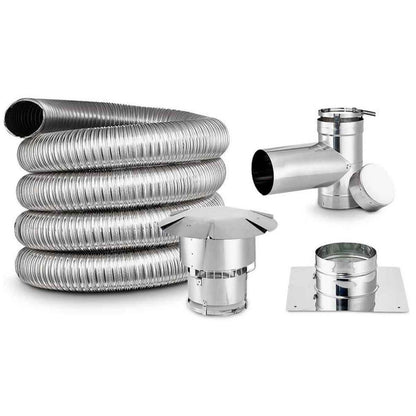 4" x 25' Lifetime Chimney Smooth-Wall Liner Kit with Tee