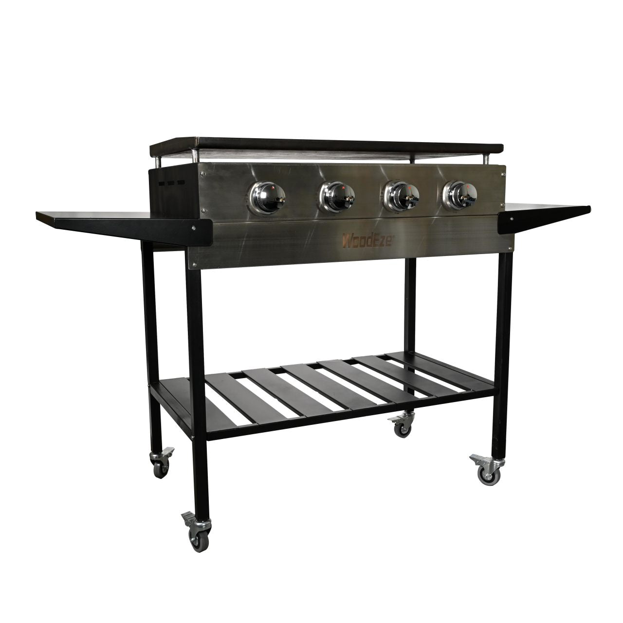 WoodEze 4-Burner Flat Top Griddle Gas Grill - Black and Stainless Steel