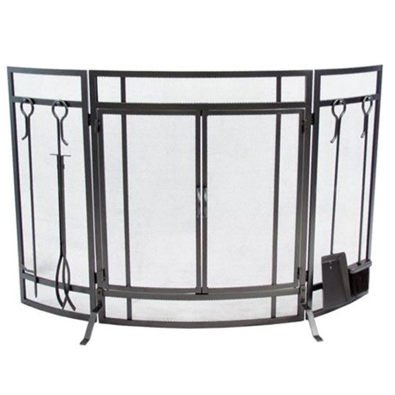 3 Panel Black Curved Screen with Doors - S-1977