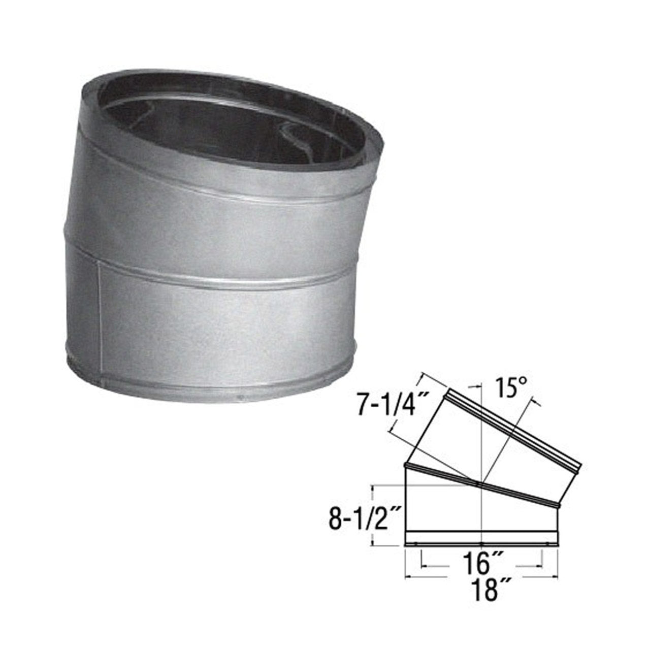 16'' DuraTech 15 Degree Galvanized Elbow - 16DT-E15
