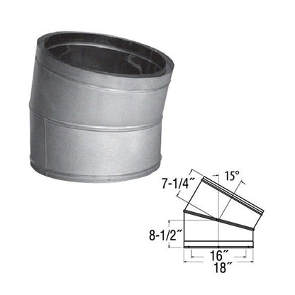 16'' DuraTech 15 Degree Galvanized Elbow - 16DT-E15