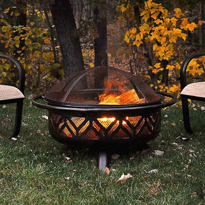 Oil Rubbed Bronze Firebowl with Geo Design
