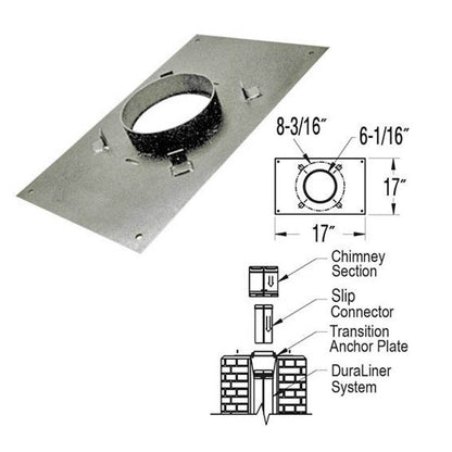 6" DuraLiner 17" x 17" DuraTech Transition Anchor Plate - 6DT-AP-17X17