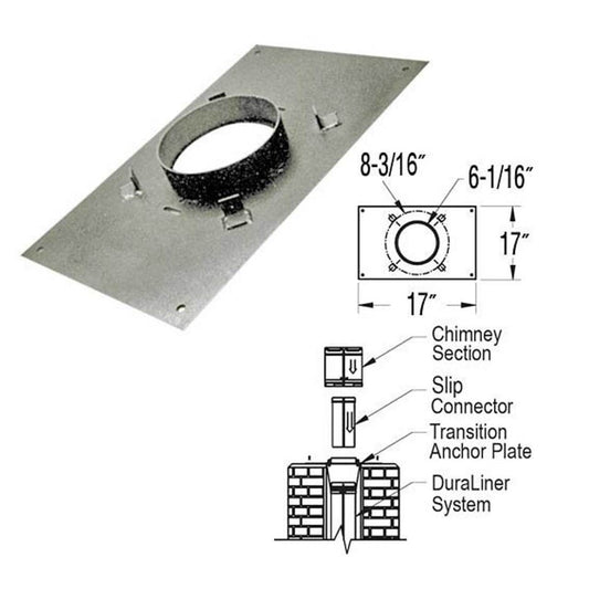 6" DuraLiner 17" x 17" DuraTech Transition Anchor Plate - 6DT-AP-17X17