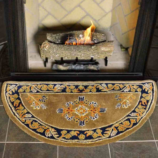 44" Half Round Cocoa Jardin Fireplace Rug