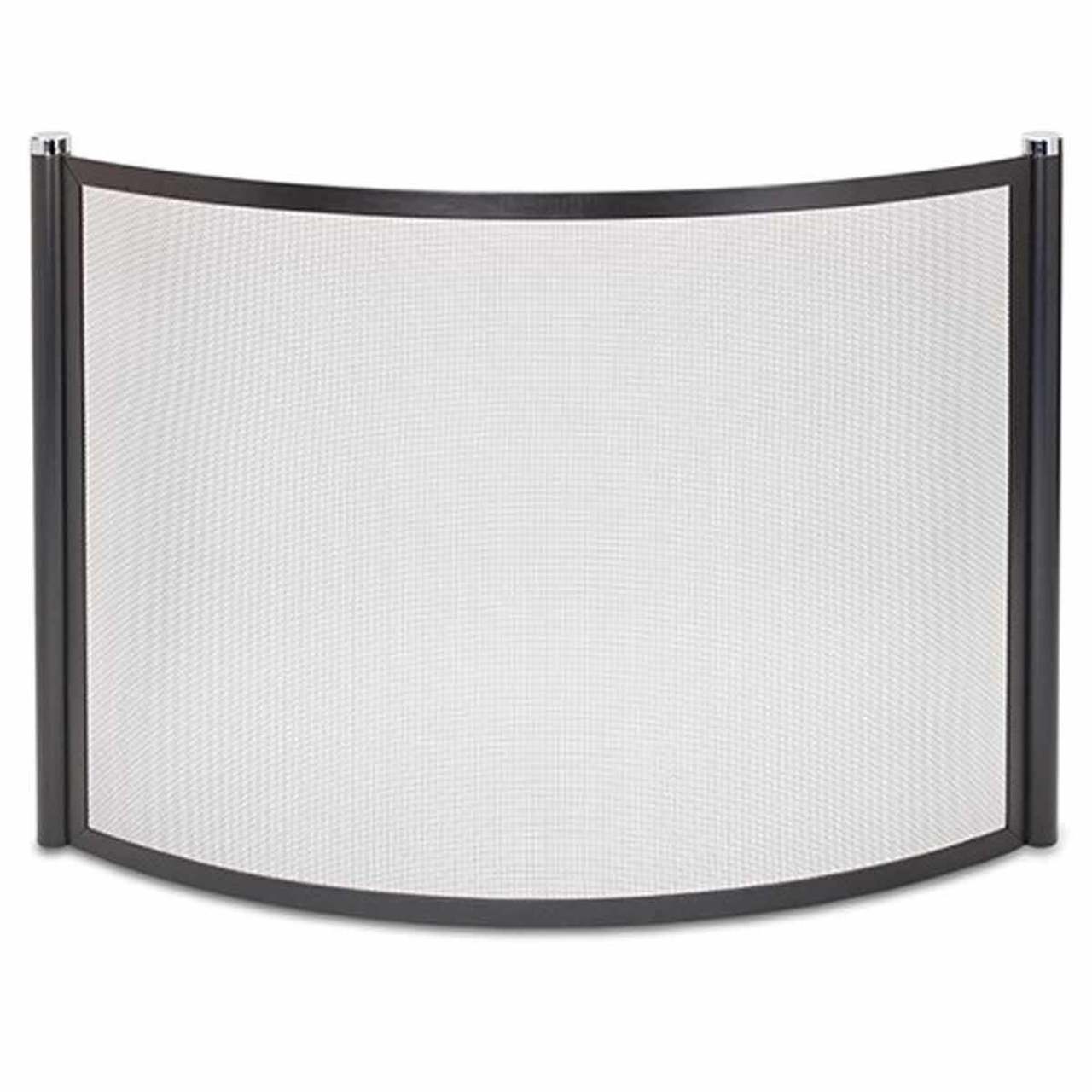 Pilgrim 44" x 31" Black and Polished Nickel Metro Bowed Fireplace Screen