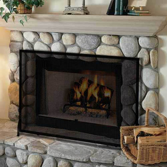 Medium Single Panel Olde World Iron Fireplace Screen