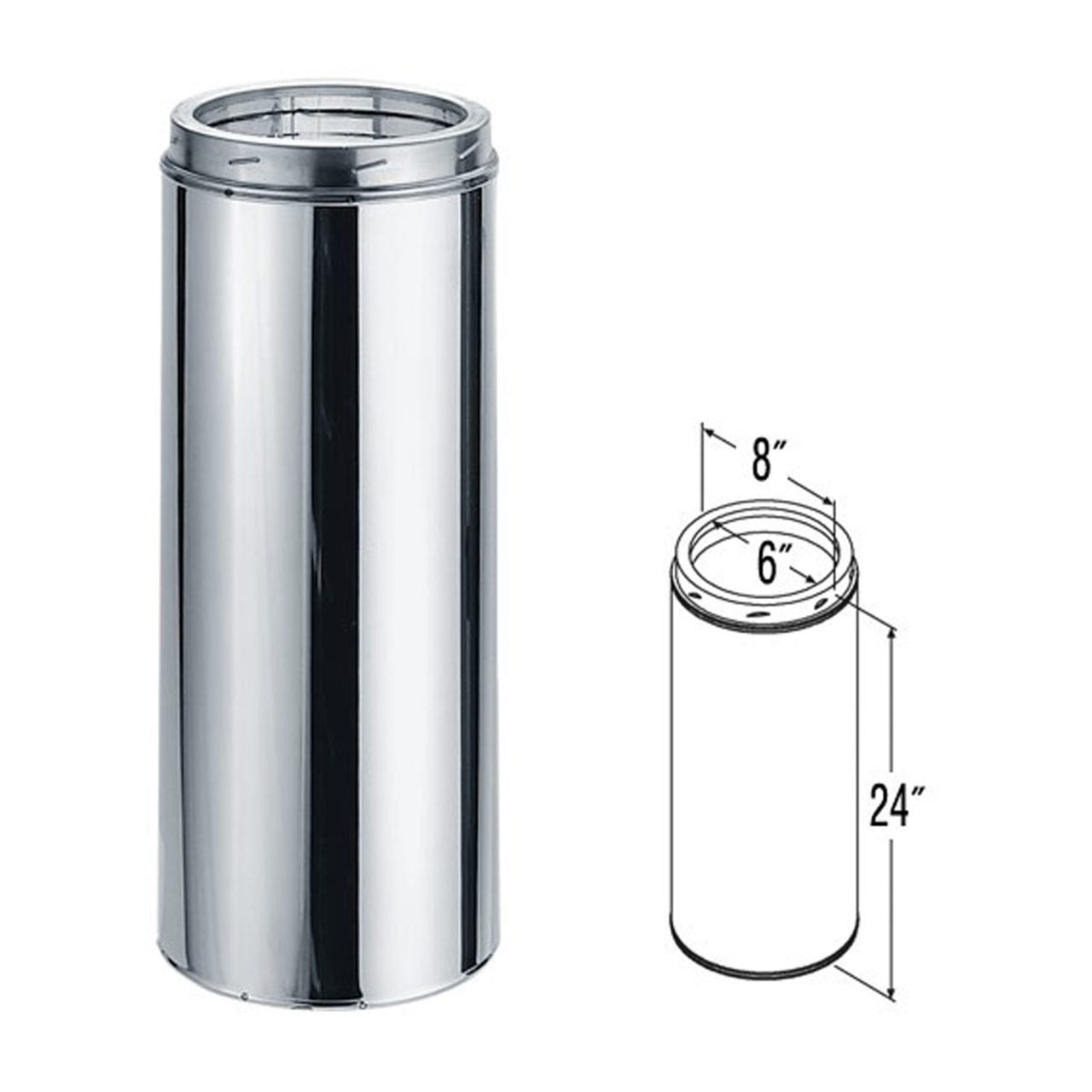 6" x 24" DuraTech Stainless Steel Chimney Pipe - 6DT-24SS