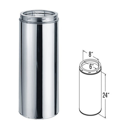 6" x 24" DuraTech Stainless Steel Chimney Pipe - 6DT-24SS