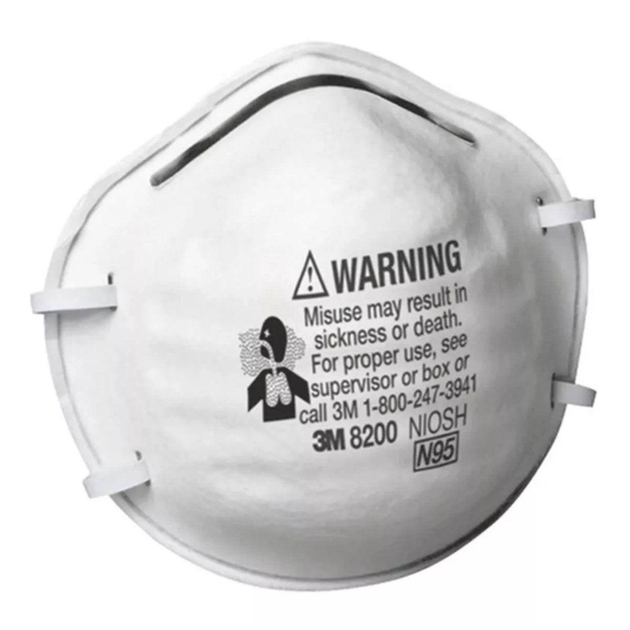 3M N95 Particulate Respirator USA Made, 8200, White