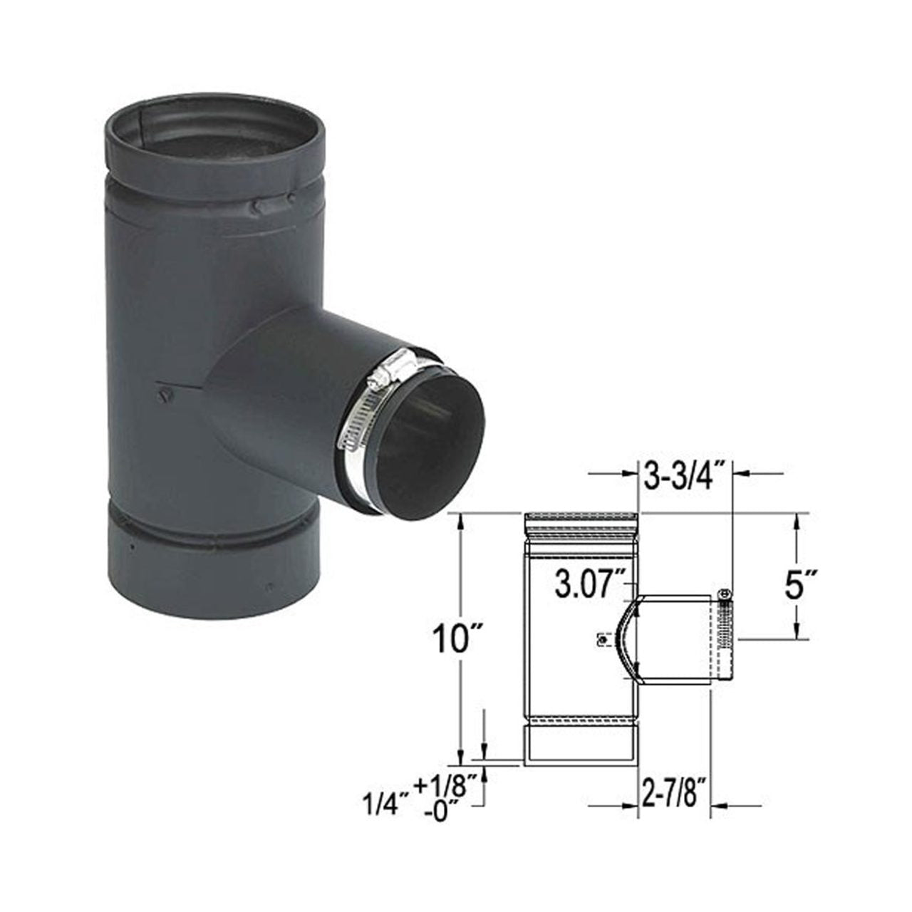 4" x 3" Selkirk VP Pellet Vent Pipe Adaptor Tee w/Tee Cap - 4VP-3AT
