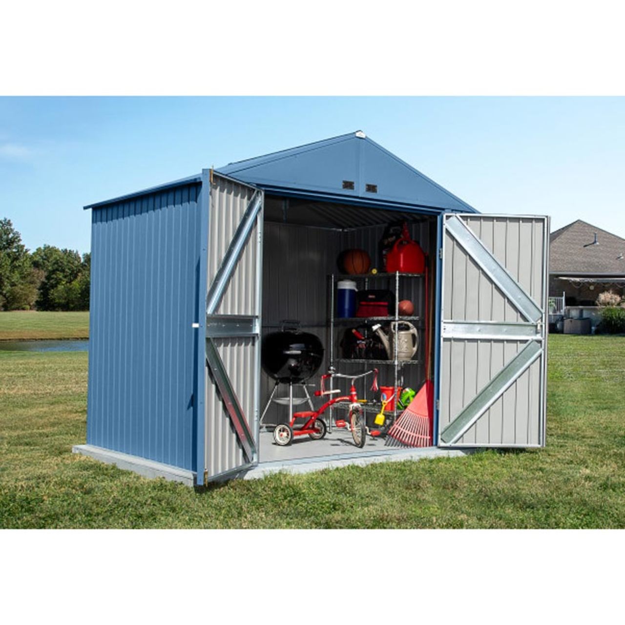 Arrow Elite Steel Storage Shed 8' x 6, Blue Gray