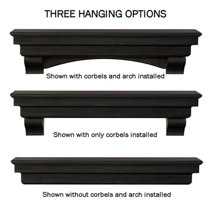 60" Celeste Fireplace Shelf by Pearl Mantels - Espresso Distressed Finish