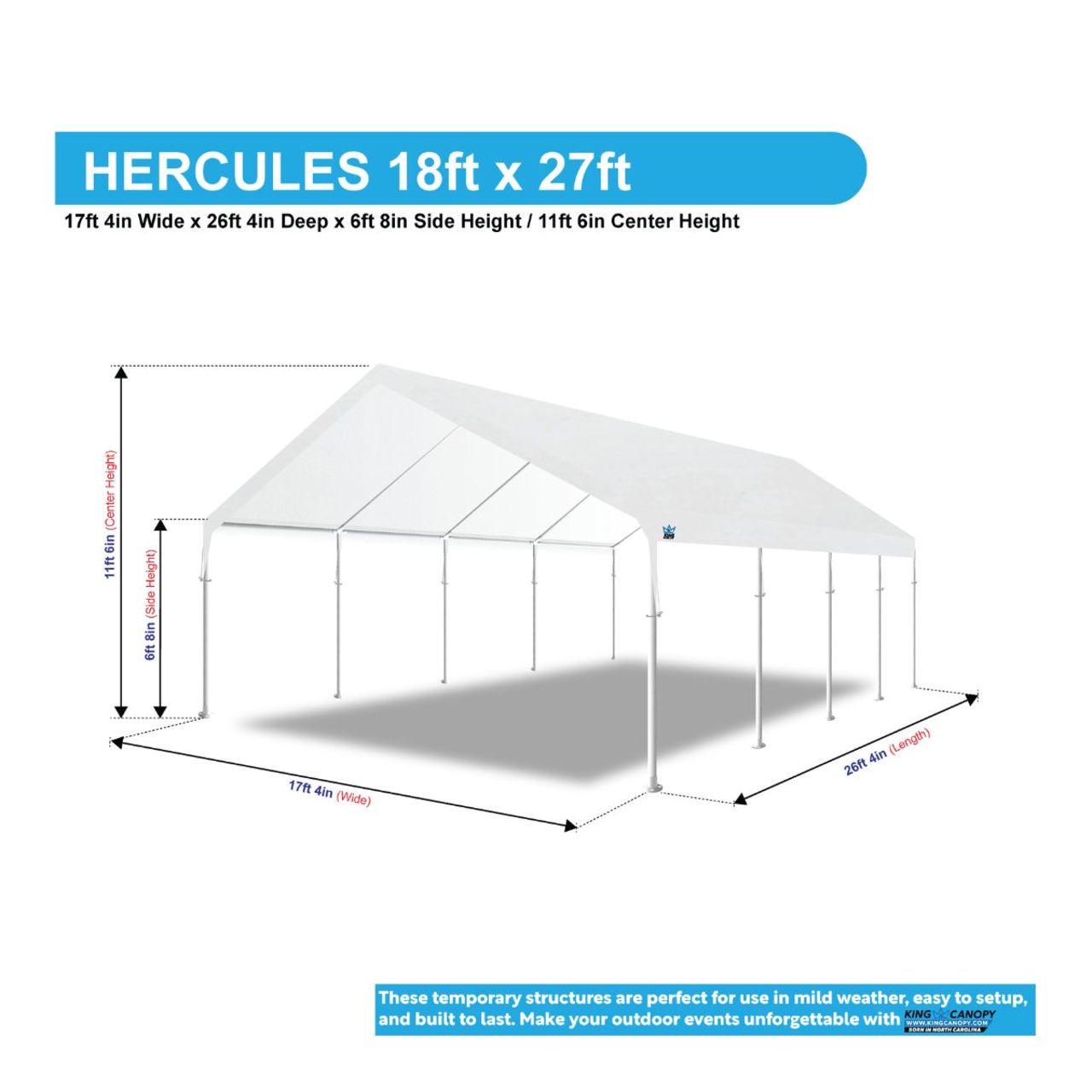 King Canopy  18' x 27' White Hercules 10 Leg Canopy