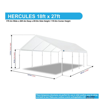 King Canopy  18' x 27' White Hercules 10 Leg Canopy