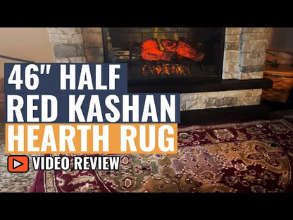 46" Half Round Red Kashan Hearth Rug