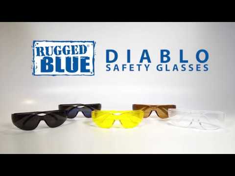 Rugged Blue Diablo Safety Glasses, Clear Lens, Clear Frame, 12 Pack