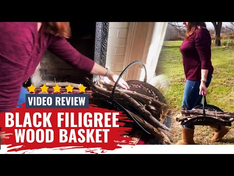Black Filigree Wood Basket